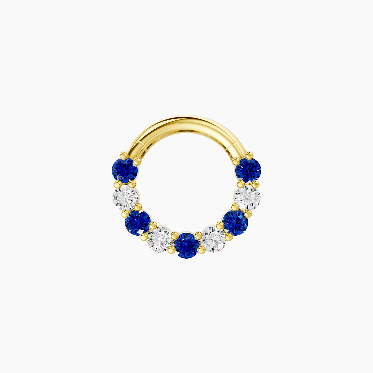 Vesta | 18k Yellow Gold 6.5 mm Sapphire & Diamond Daith Piercing
