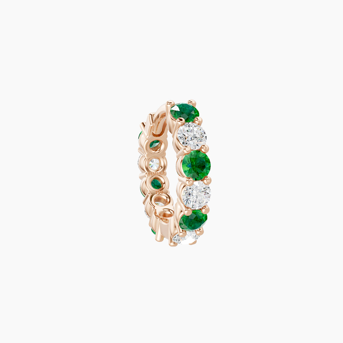 Vesta | 18k Rose Gold 6.5 mm Emerald & Diamond Hoop Piercing