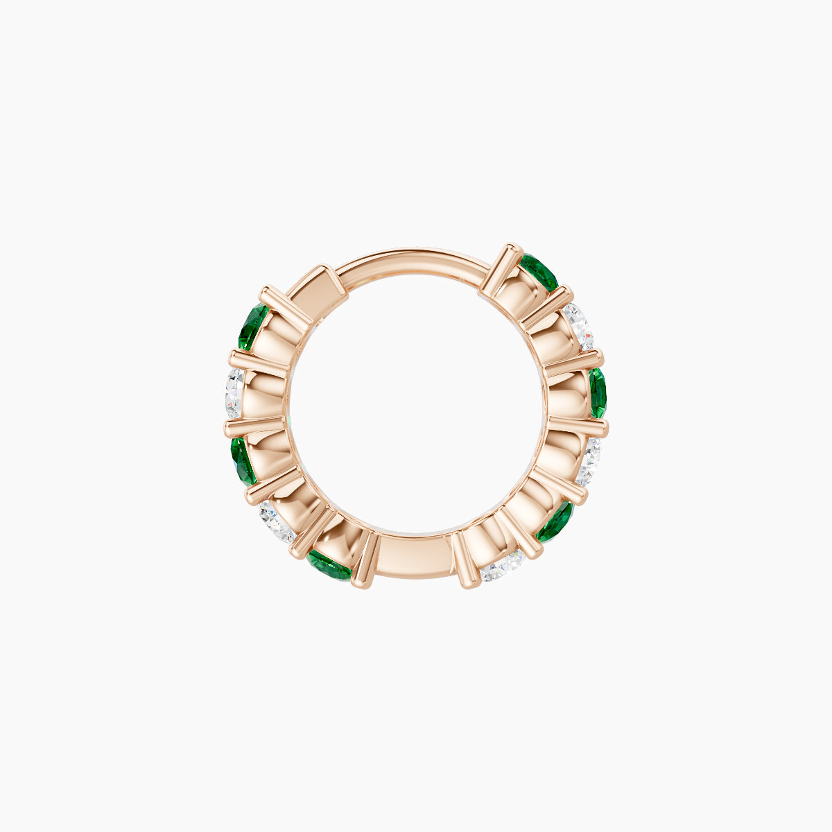 Vesta | 18k Rose Gold 6.5 mm Emerald & Diamond Hoop Piercing