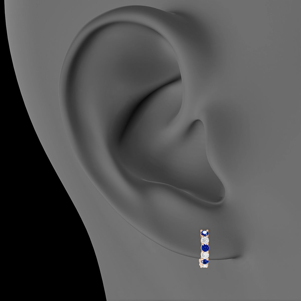 Vesta | 18k Rose Gold 6.5 mm Sapphire & Diamond Hoop Piercing