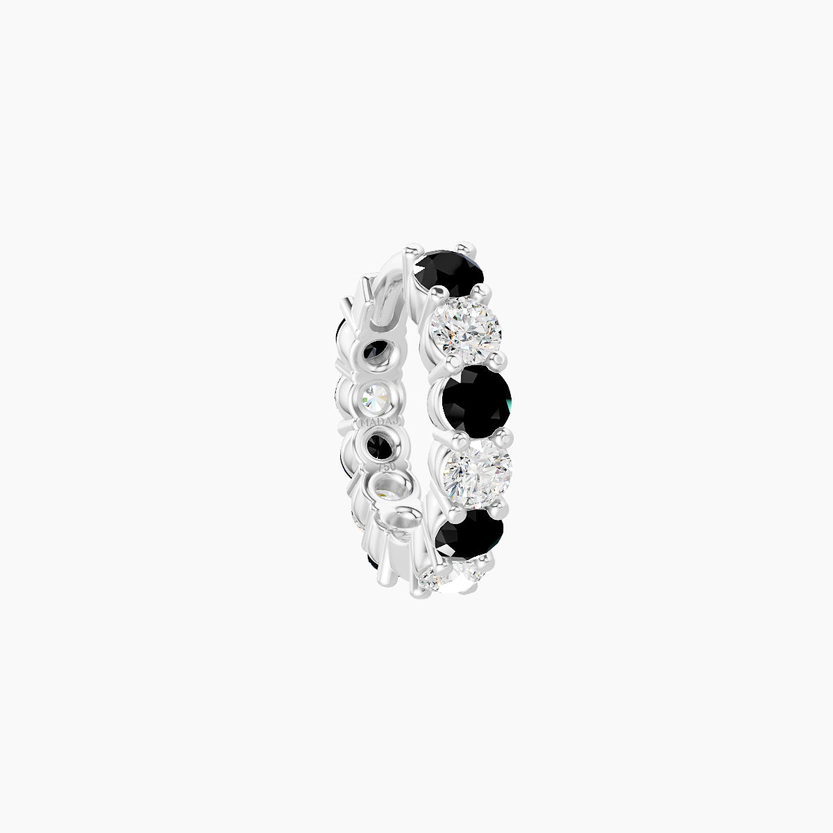 Vesta | 18k White Gold 6.5 mm Black Diamond & Diamond Hoop Piercing
