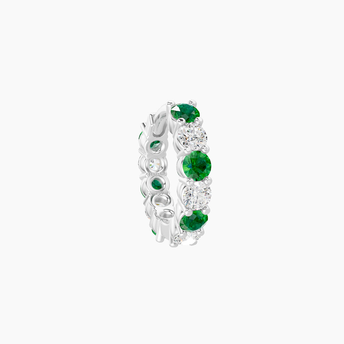 Vesta | 18k White Gold 6.5 mm Emerald & Diamond Hoop Piercing