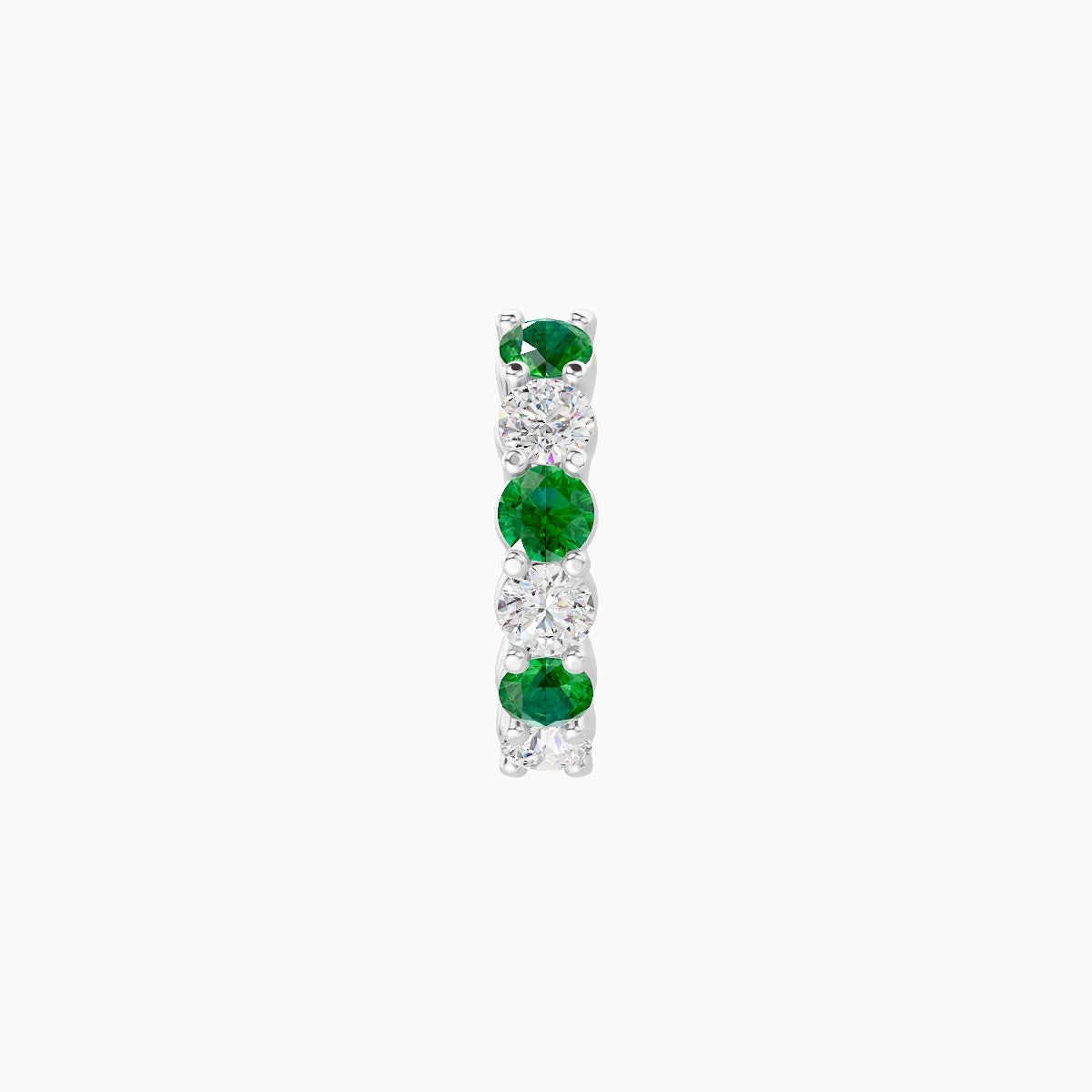 Vesta | 18k White Gold 6.5 mm Emerald & Diamond Hoop Piercing