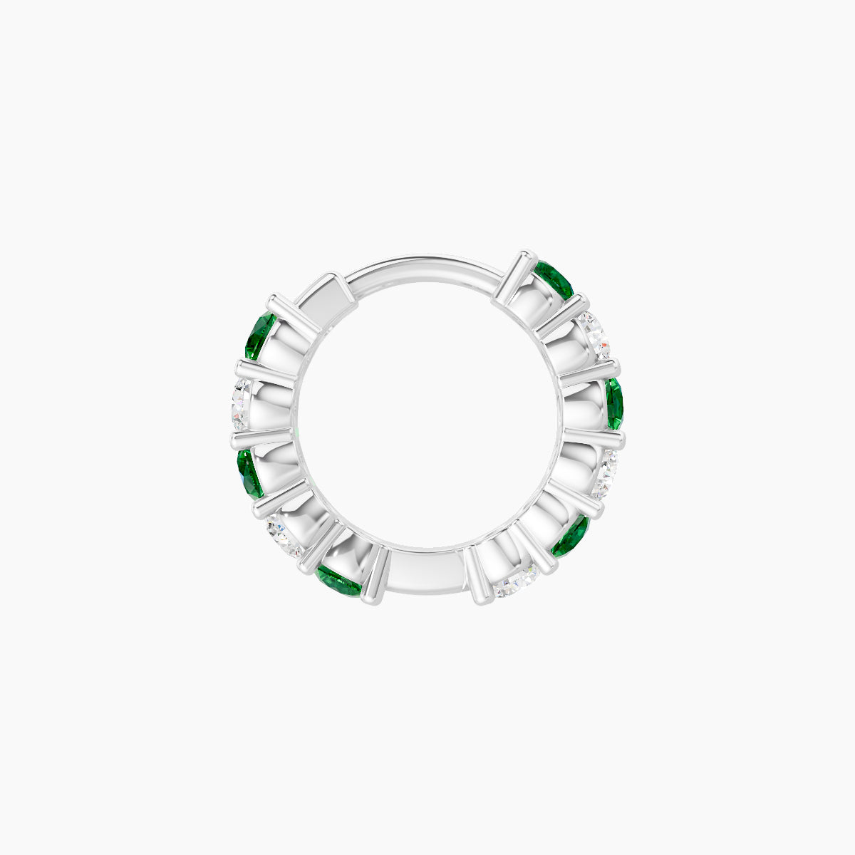 Vesta | 18k White Gold 6.5 mm Emerald & Diamond Hoop Piercing