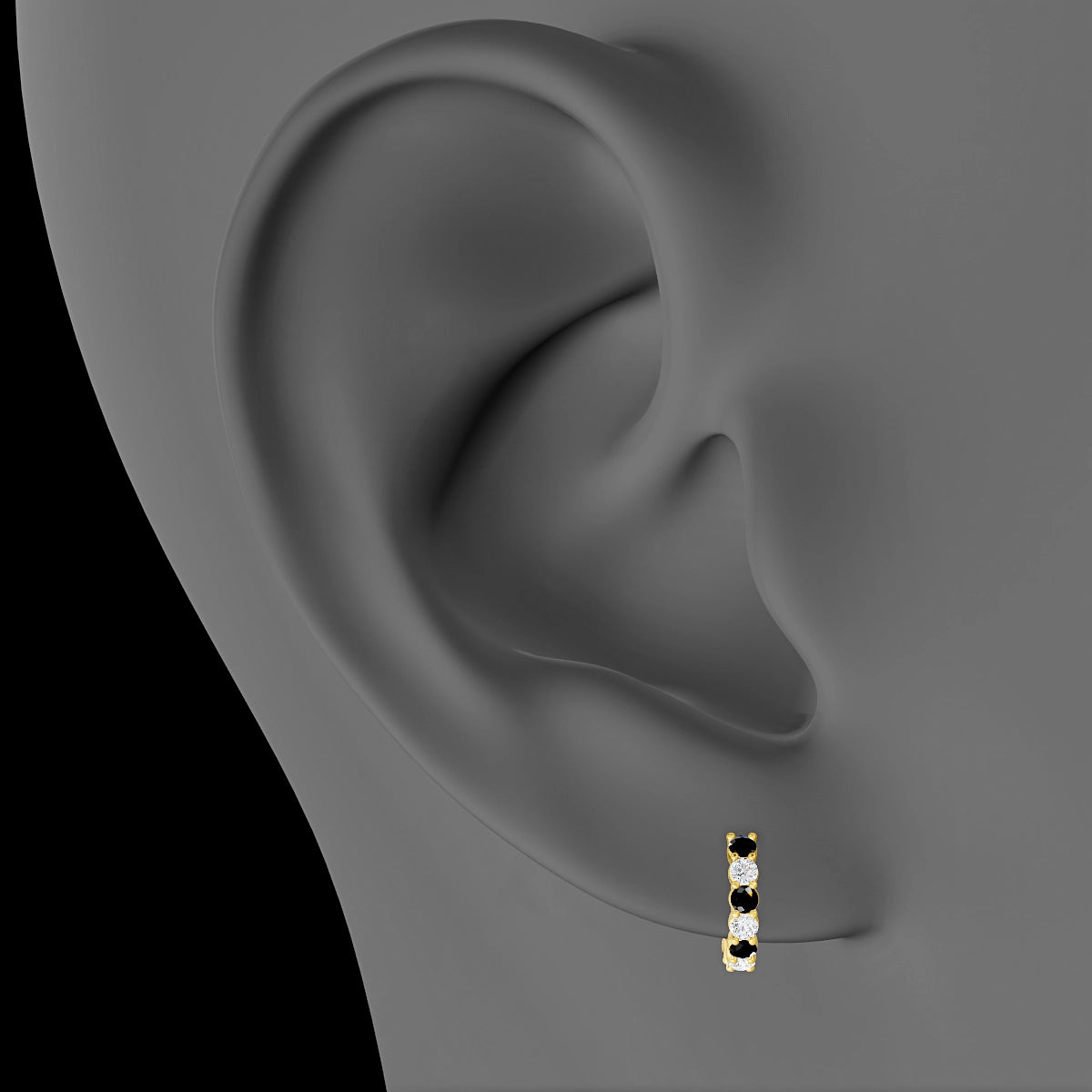 Vesta | 18k Yellow Gold 6.5 mm Black Diamond & Diamond Hoop Piercing