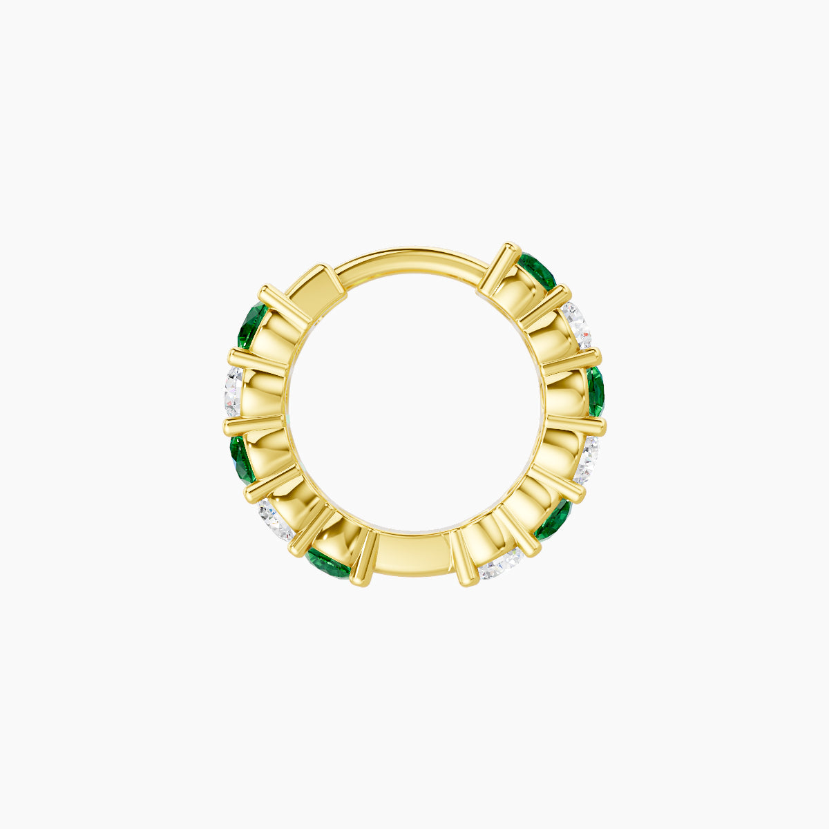 Vesta | 18k Yellow Gold 6.5 mm Emerald & Diamond Hoop Piercing
