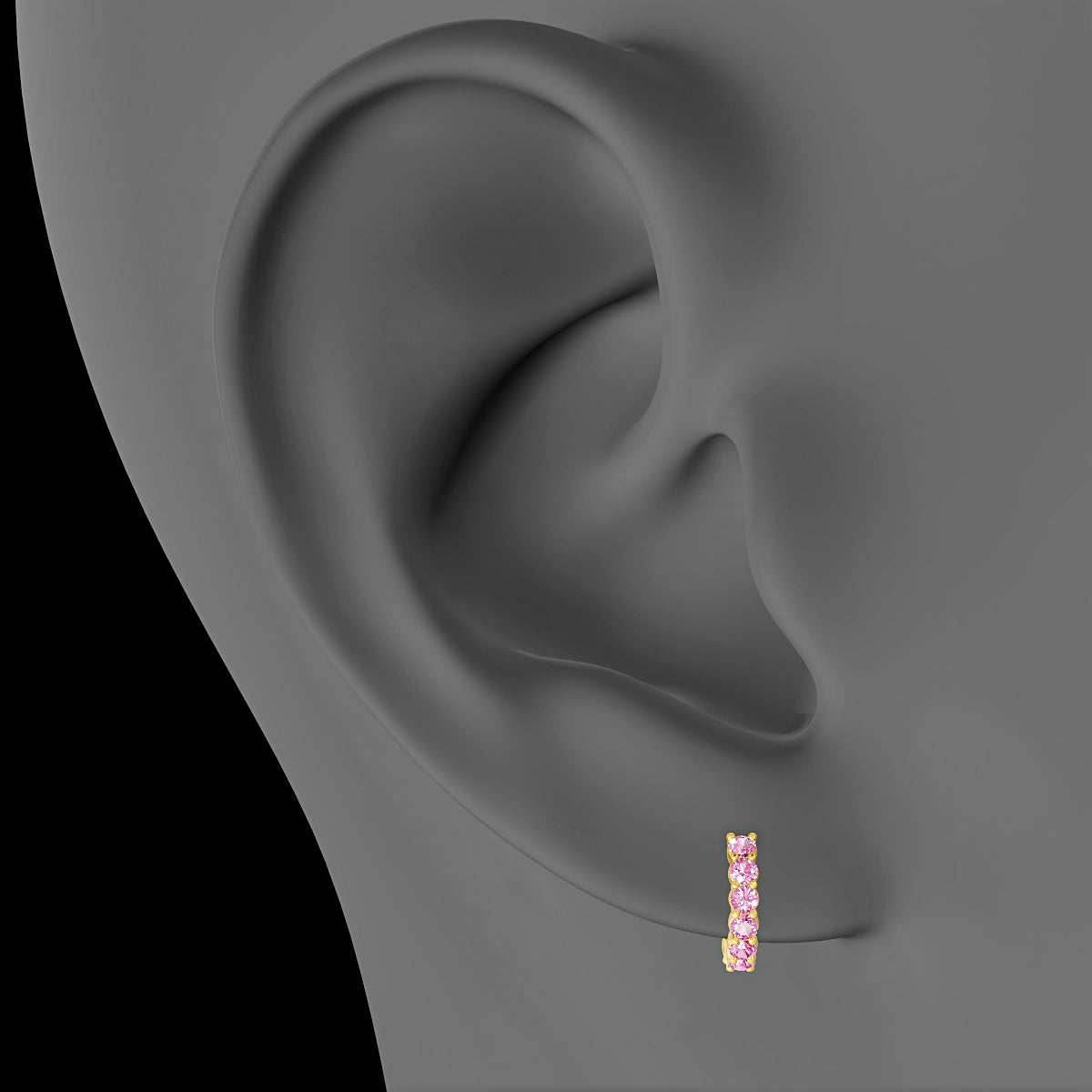 Vesta | 18k Yellow Gold 6.5 mm Pink Sapphire Hoop Piercing
