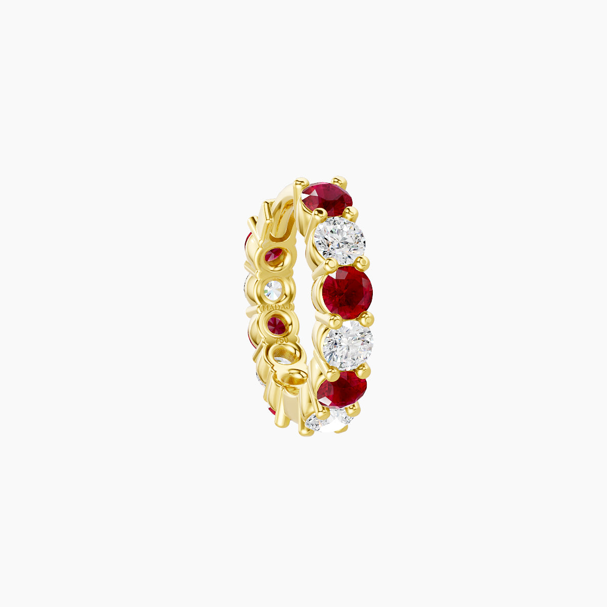 Vesta | 18k Yellow Gold 6.5 mm Ruby & Diamond Hoop Piercing