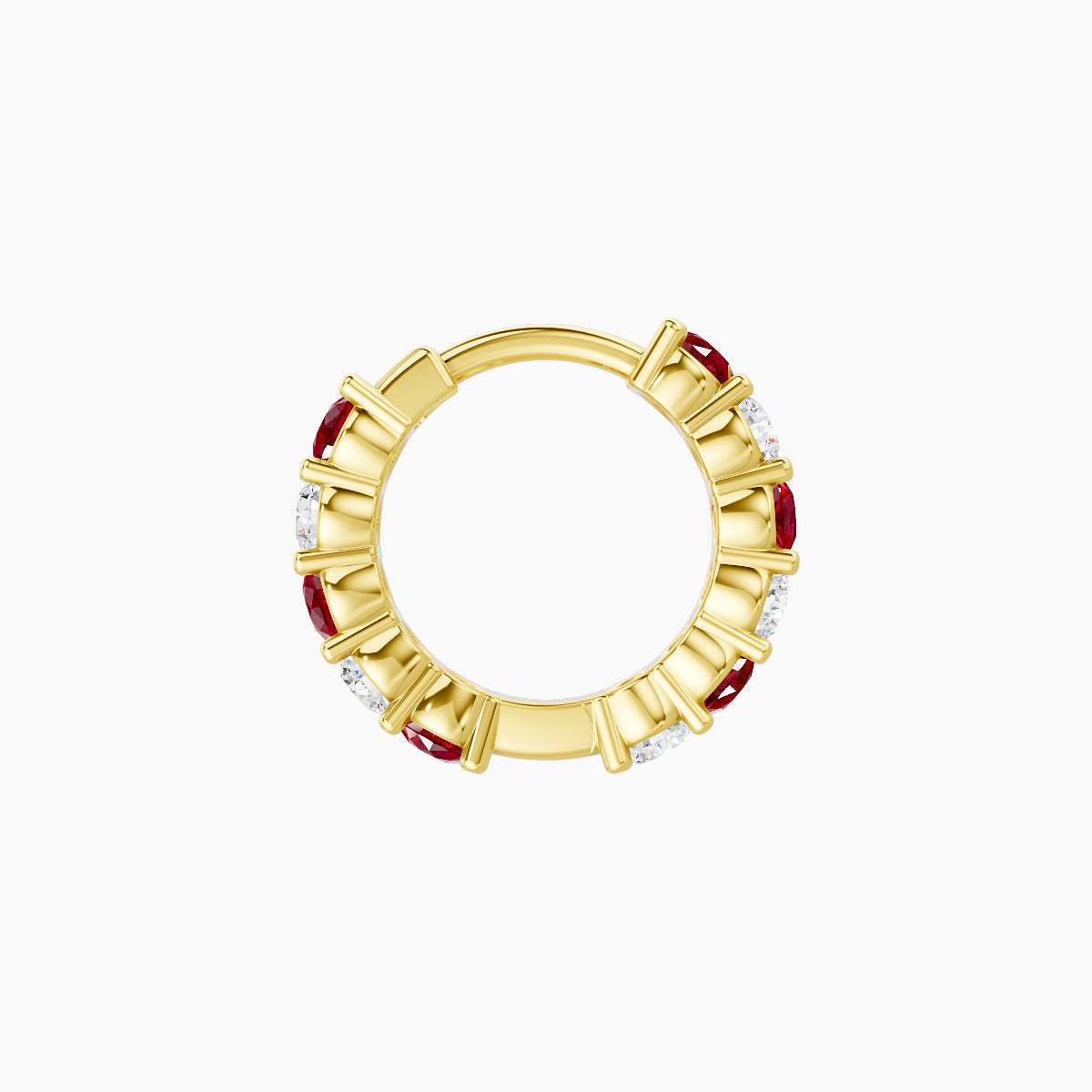 Vesta | 18k Yellow Gold 6.5 mm Ruby & Diamond Hoop Piercing
