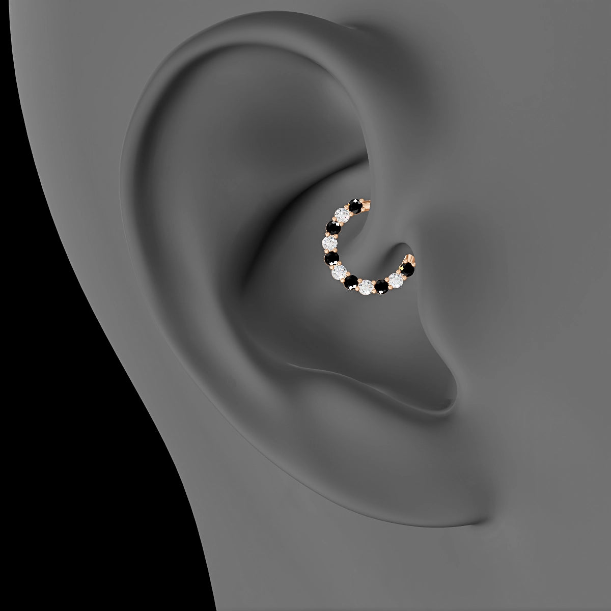 Vesta | 18k Rose Gold 8 mm Black Diamond & Diamond Daith Piercing