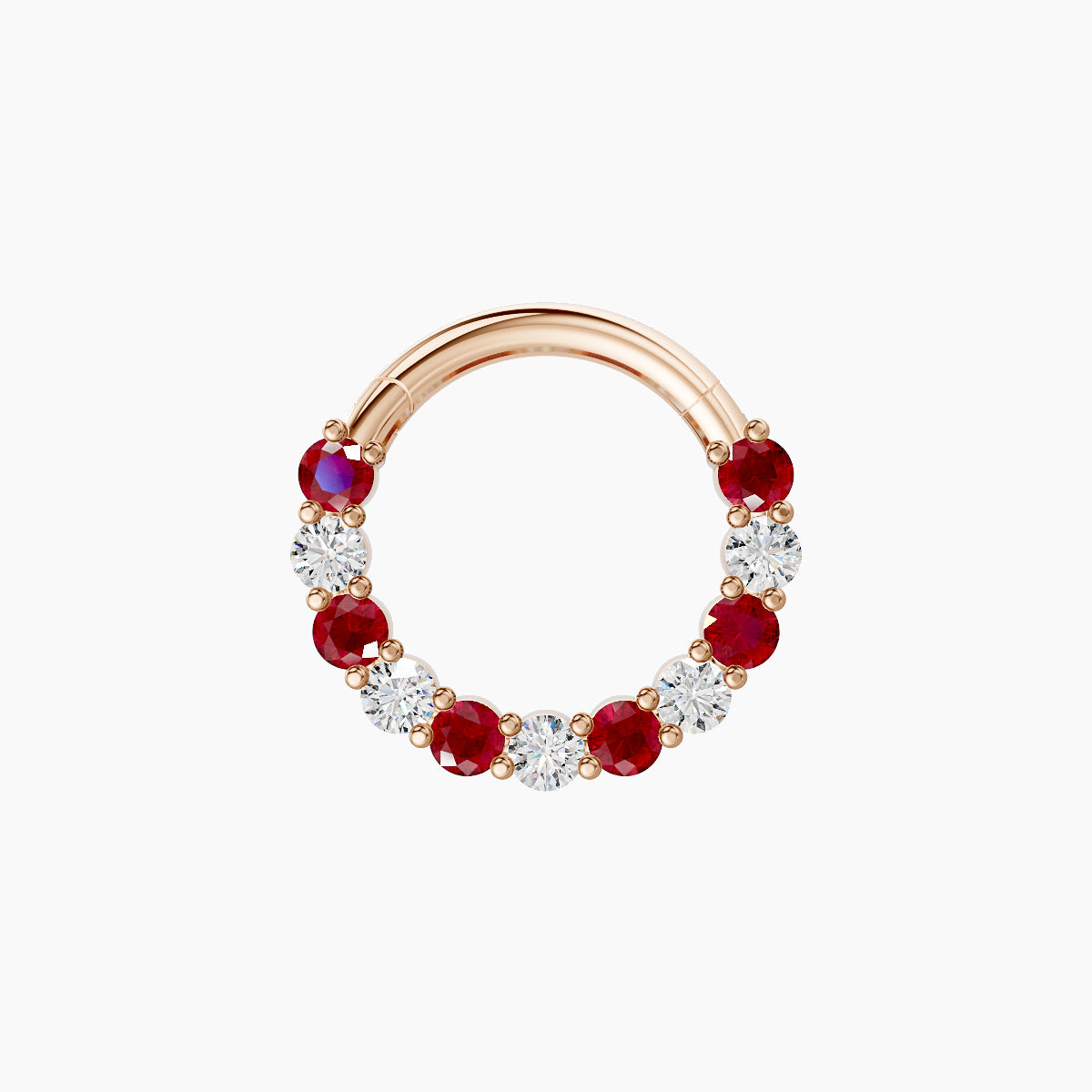 Vesta | 18k Rose Gold 8 mm Ruby & Diamond Daith Piercing