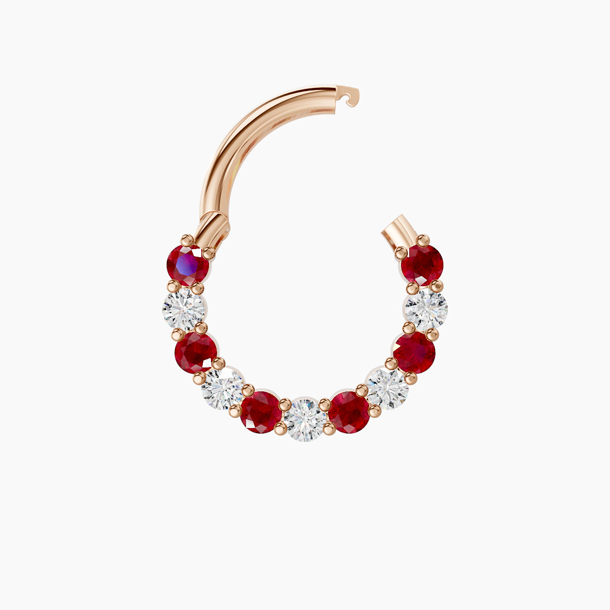 Vesta | 18k Rose Gold 8 mm Ruby & Diamond Daith Piercing
