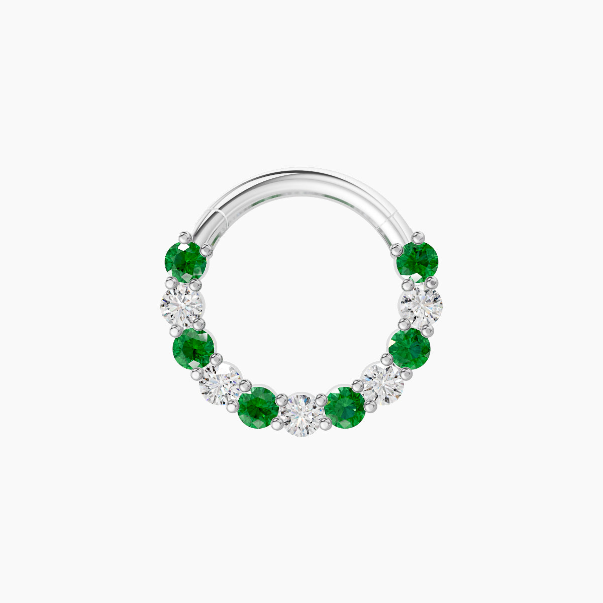 Vesta | 18k White Gold 8 mm Emerald & Diamond Daith Piercing