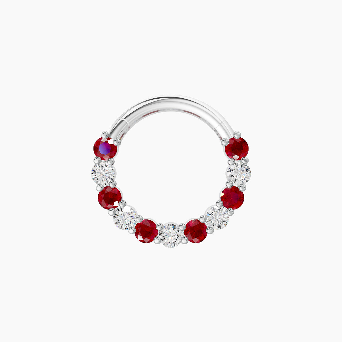 Vesta | 18k White Gold 8 mm Ruby & Diamond Daith Piercing