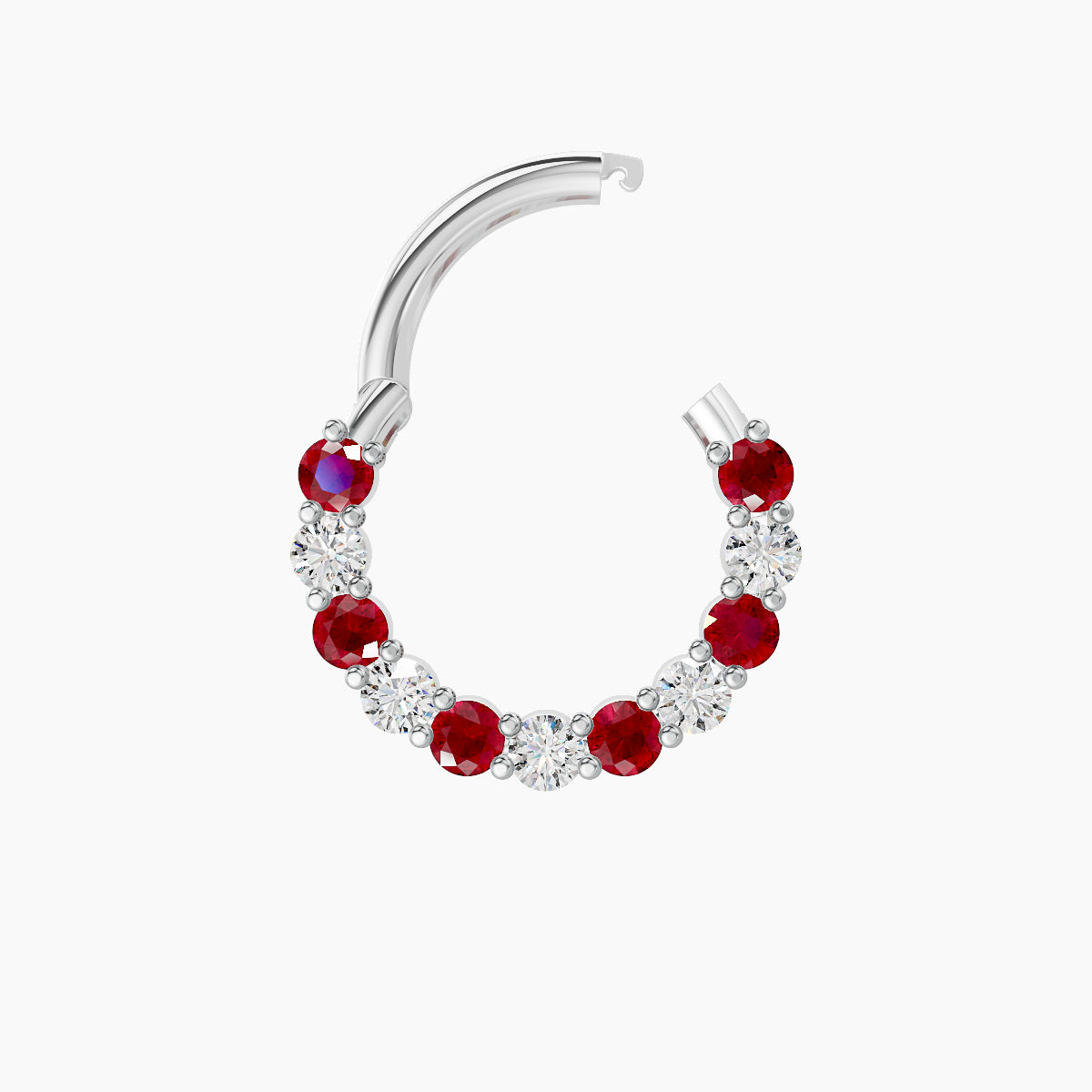 Vesta | 18k White Gold 8 mm Ruby & Diamond Daith Piercing