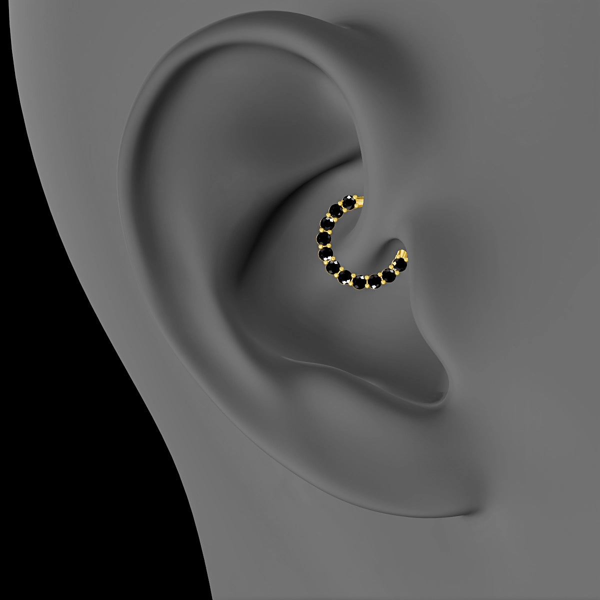 Vesta | 18k Yellow Gold 8 mm Black Diamond Daith Piercing
