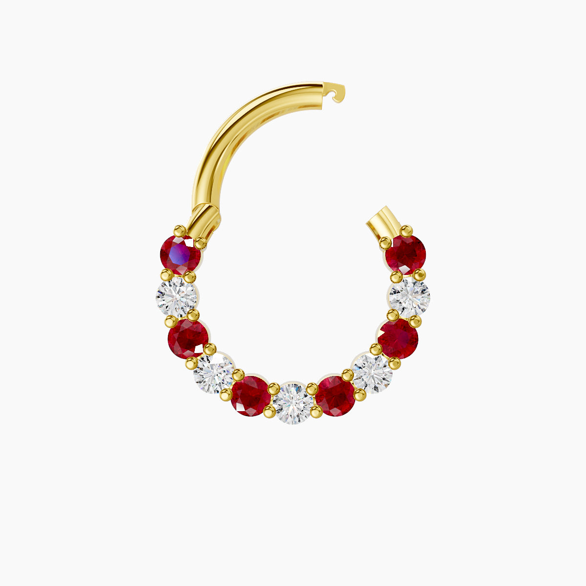 Vesta | 18k Yellow Gold 8 mm Ruby & Diamond Daith Piercing