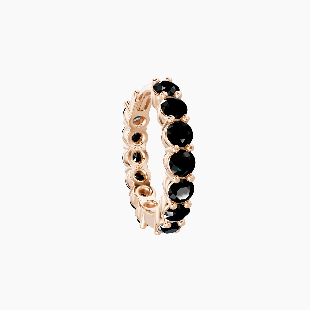 Vesta | 18k Rose Gold 8 mm Black Diamond Hoop Piercing