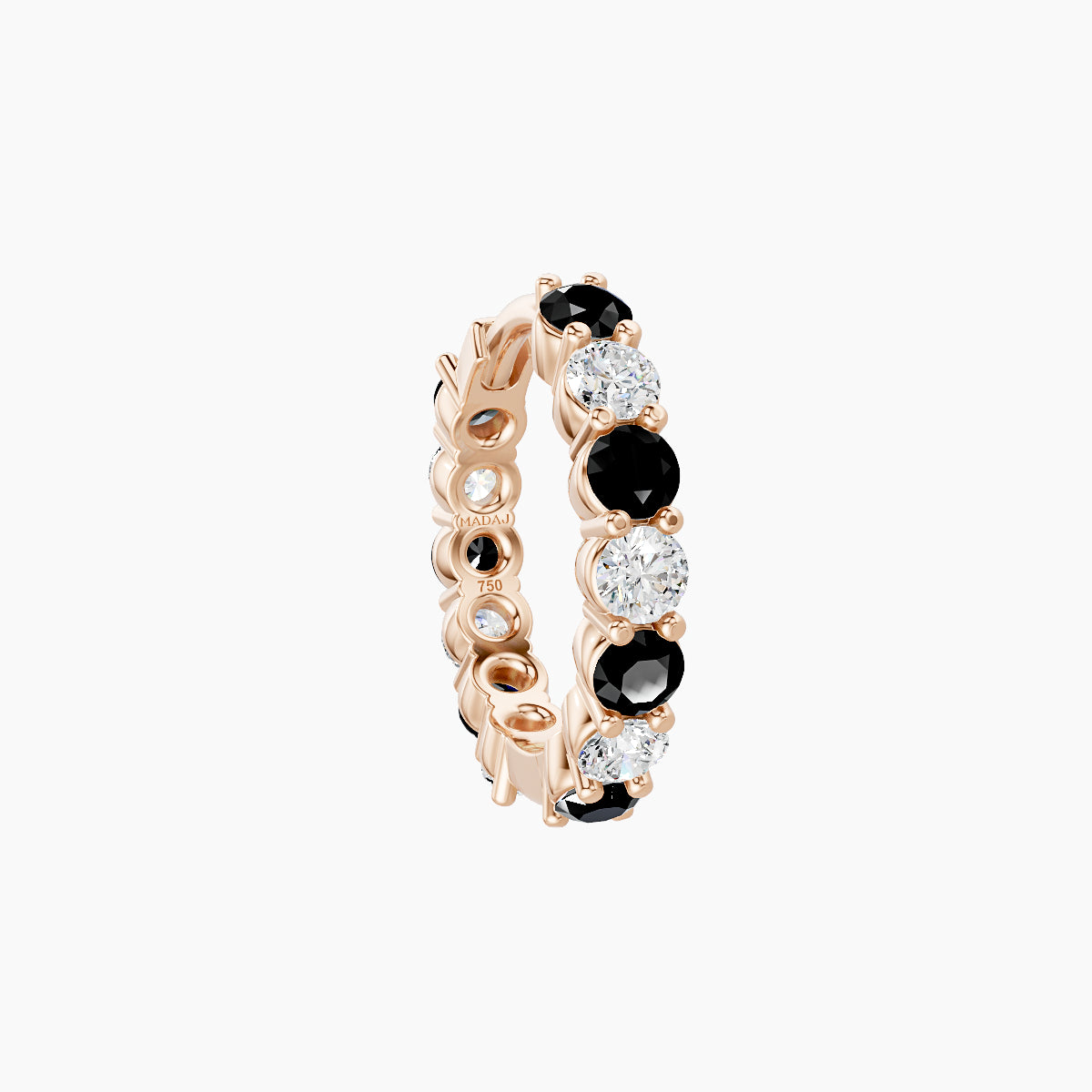 Vesta | 18k Rose Gold 8 mm Black Diamond & Diamond Hoop Piercing