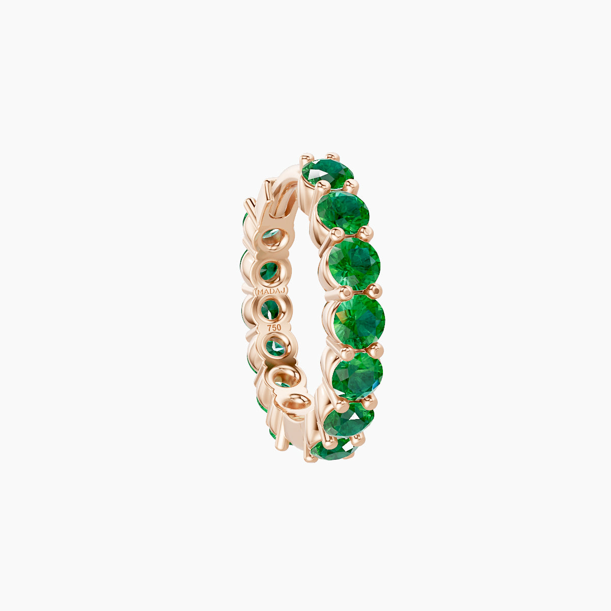 Vesta | 18k Rose Gold 8 mm Emerald Hoop Piercing