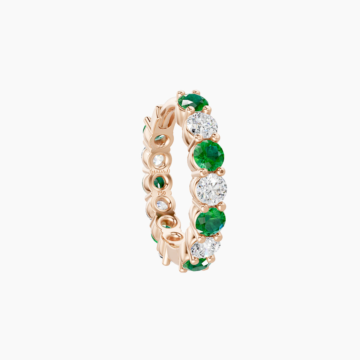 Vesta | 18k Rose Gold 8 mm Emerald & Diamond Hoop Piercing