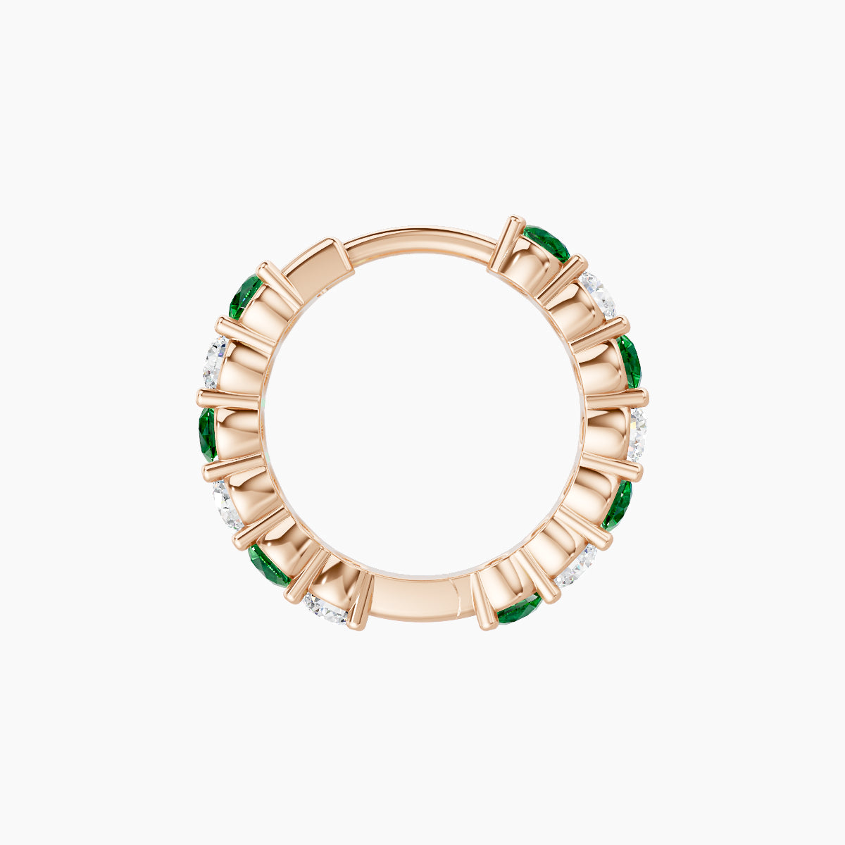Vesta | 18k Rose Gold 8 mm Emerald & Diamond Hoop Piercing