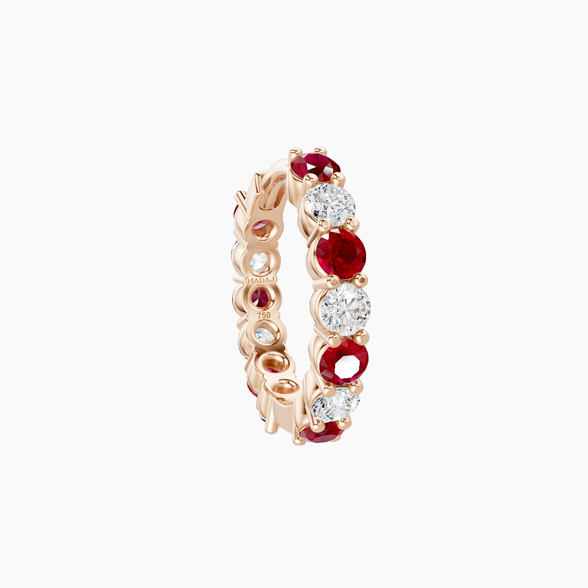 Vesta | 18k Rose Gold 8 mm Ruby & Diamond Hoop Piercing