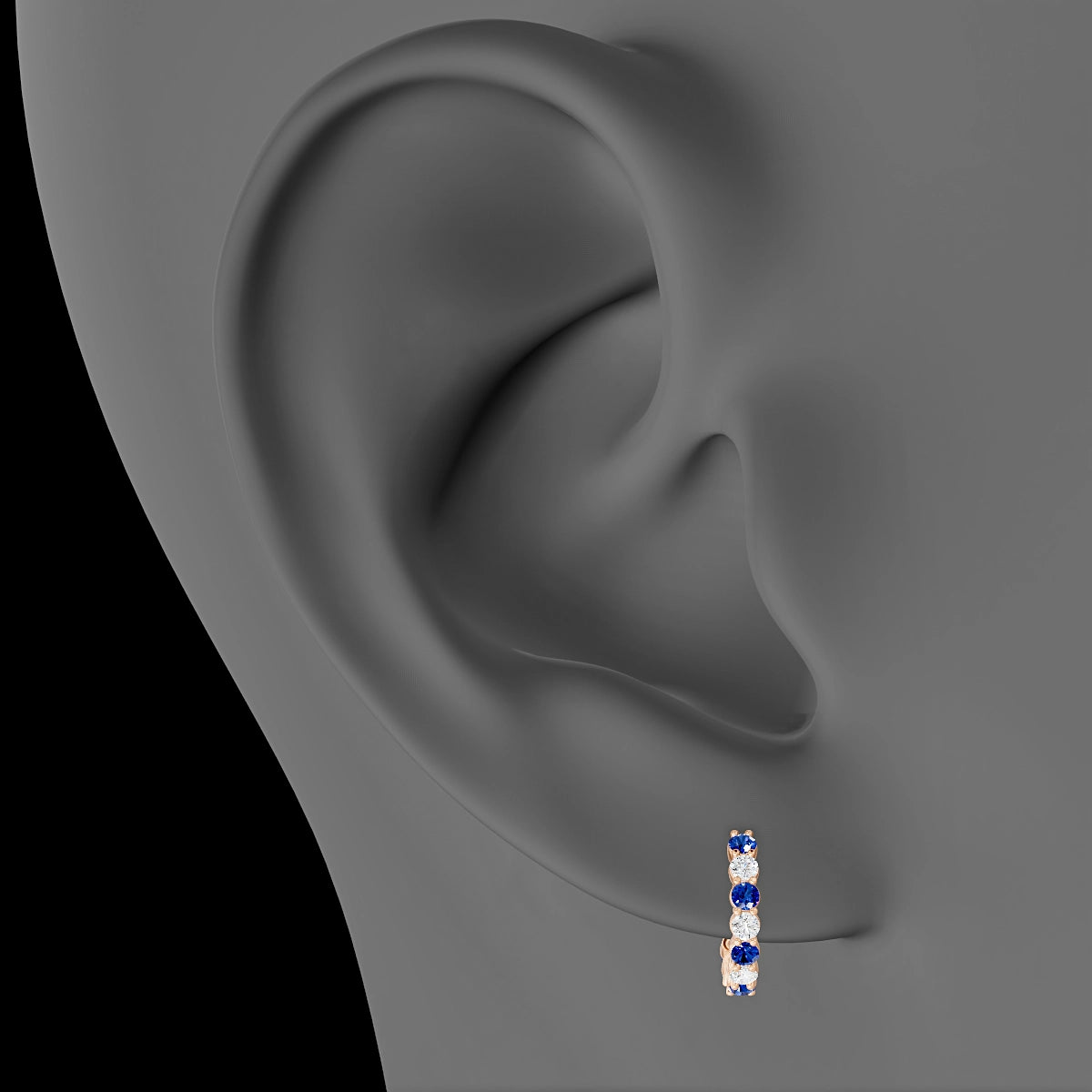 Vesta | 18k Rose Gold 8 mm Sapphire & Diamond Hoop Piercing