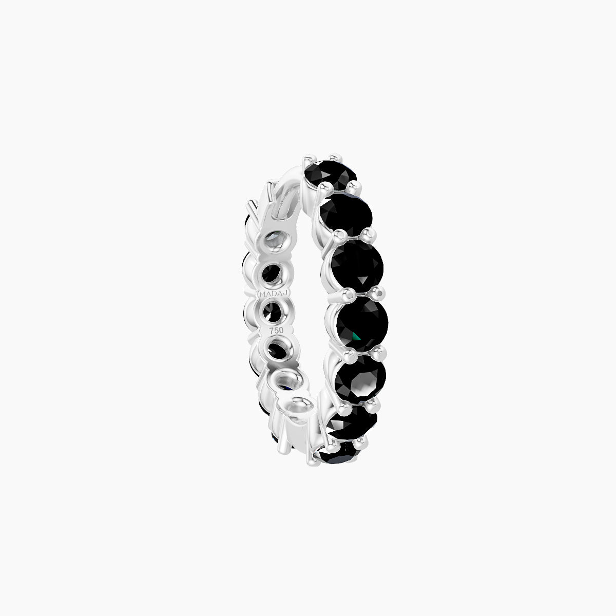Vesta | 18k White Gold 8 mm Black Diamond Hoop Piercing