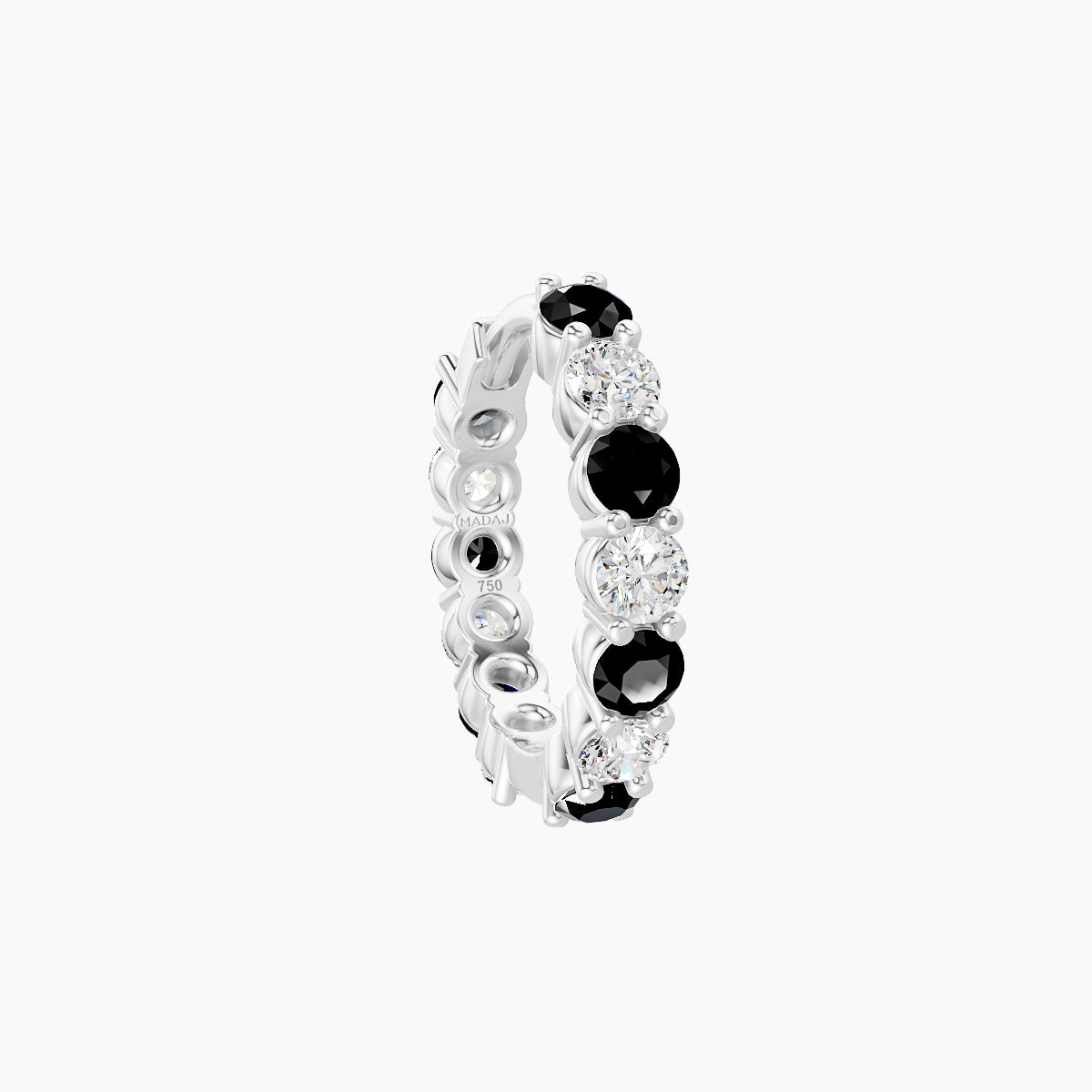 Vesta | 18k White Gold 8 mm Black Diamond & Diamond Hoop Piercing