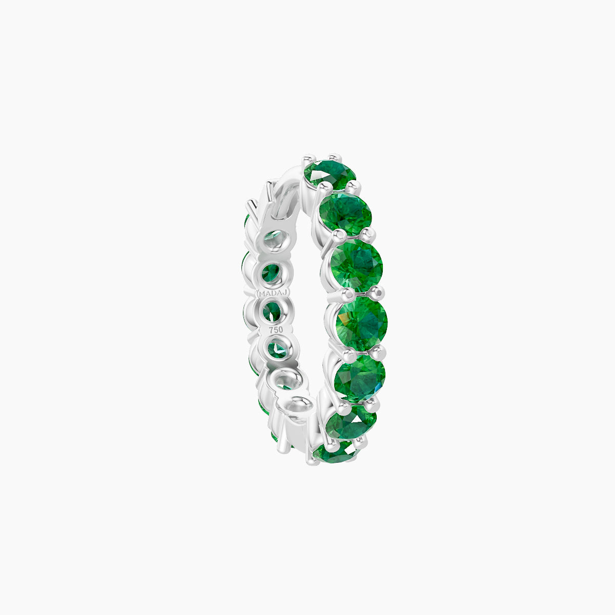Vesta | 18k White Gold 8 mm Emerald Hoop Piercing