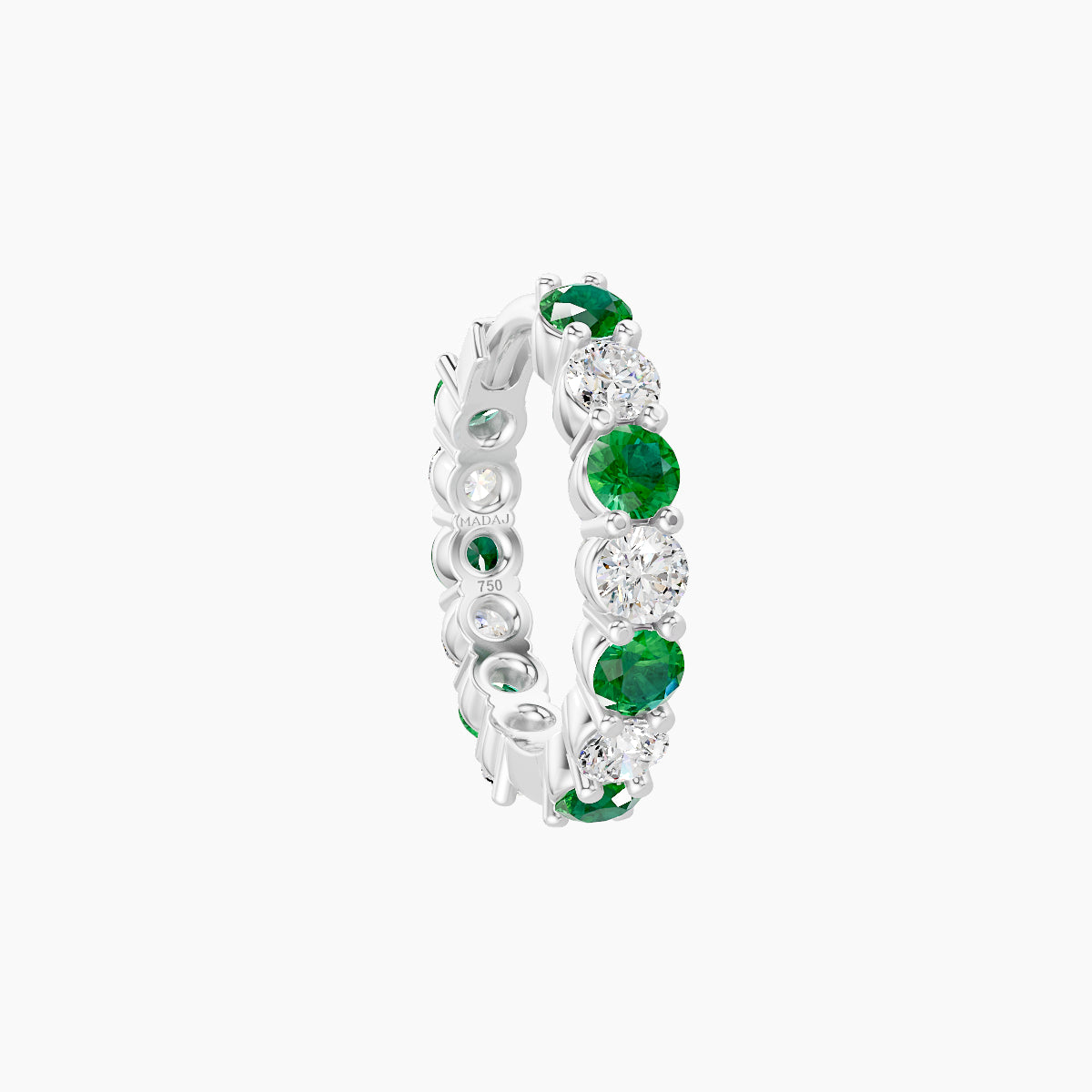 Vesta | 18k White Gold 8 mm Emerald & Diamond Hoop Piercing