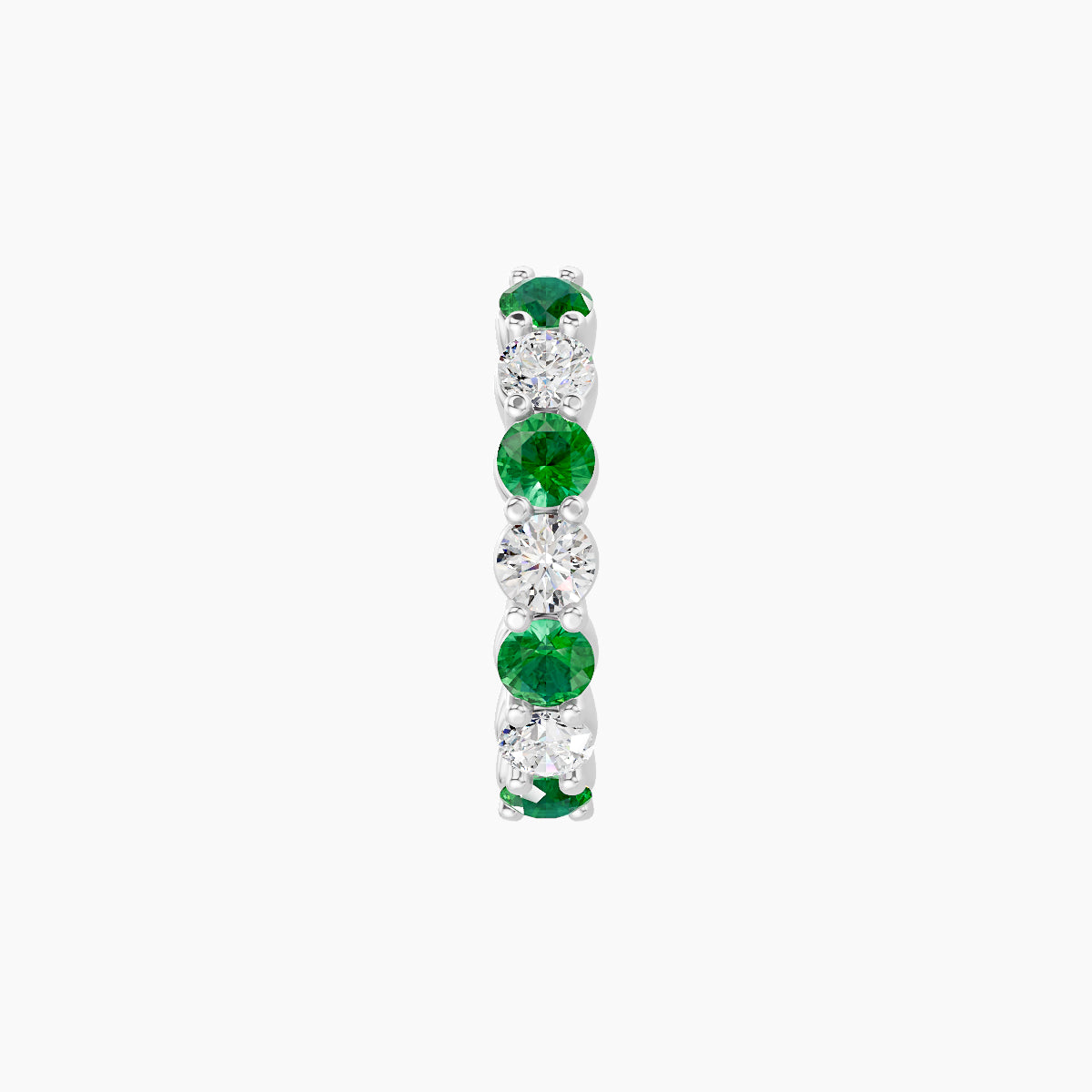 Vesta | 18k White Gold 8 mm Emerald & Diamond Hoop Piercing