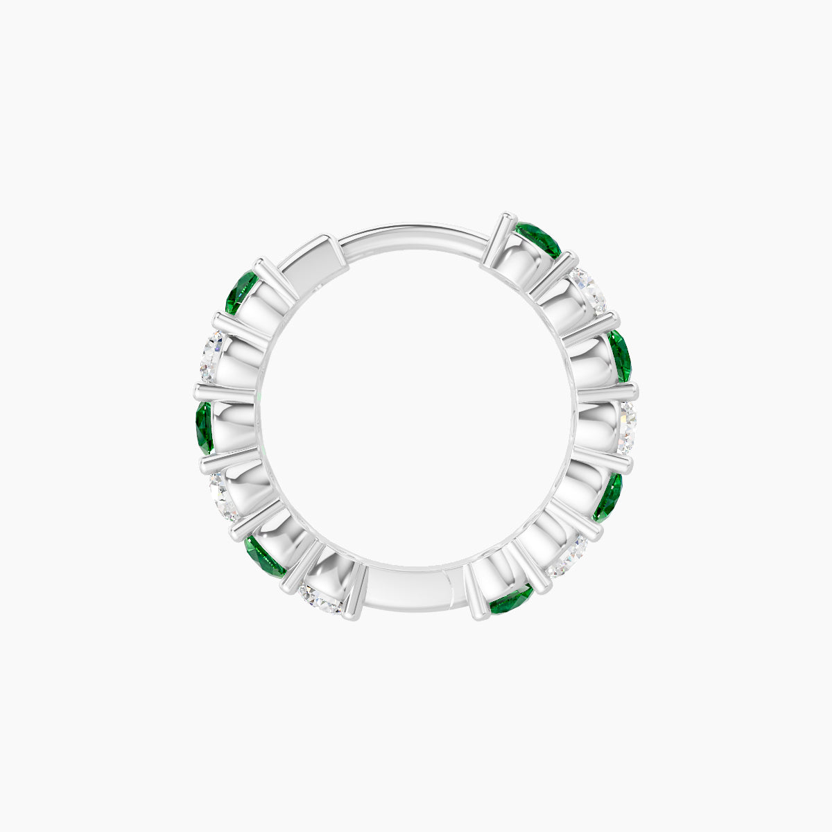 Vesta | 18k White Gold 8 mm Emerald & Diamond Hoop Piercing