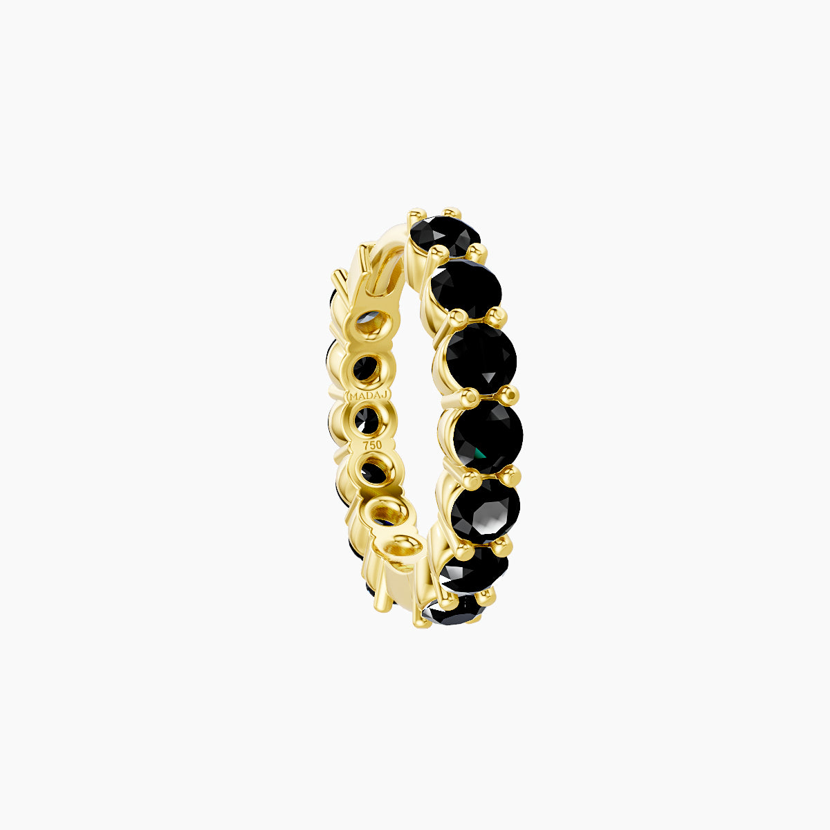 Vesta | 18k Yellow Gold 8 mm Black Diamond Hoop Piercing