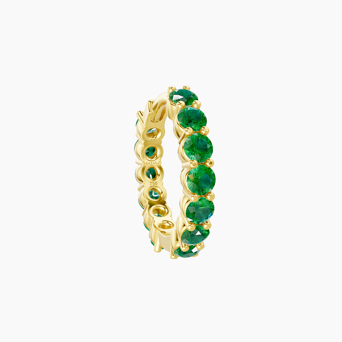 Vesta | 18k Yellow Gold 8 mm Emerald Hoop Piercing