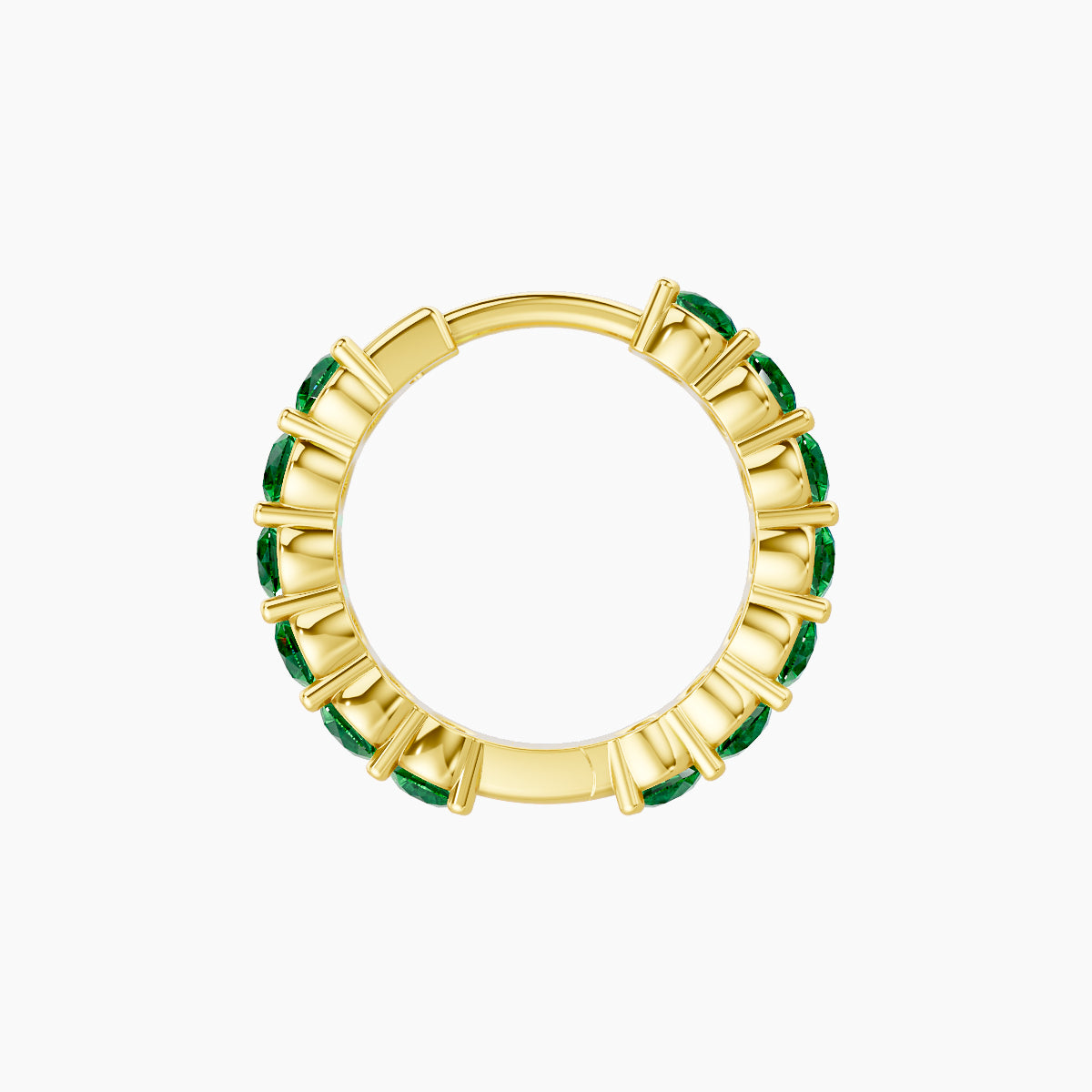 Vesta | 18k Yellow Gold 8 mm Emerald Hoop Piercing