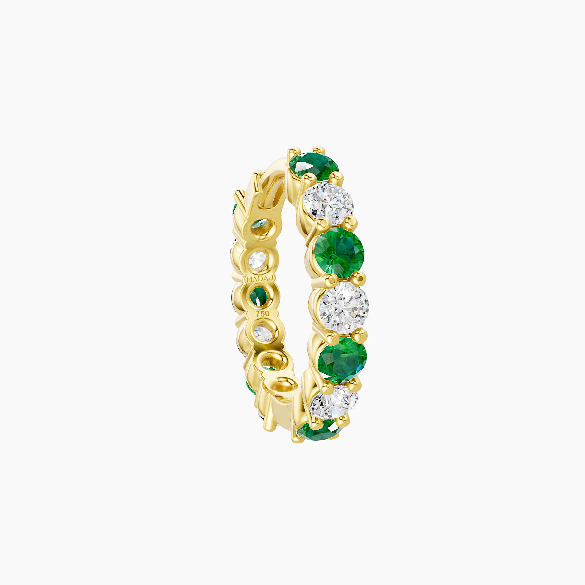 Vesta | 18k Yellow Gold 8 mm Emerald & Diamond Hoop Piercing