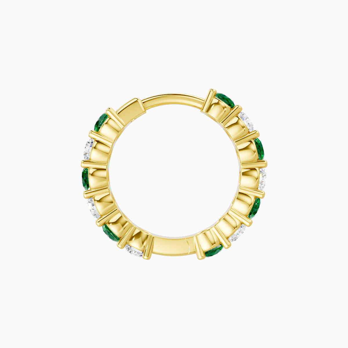 Vesta | 18k Yellow Gold 8 mm Emerald & Diamond Hoop Piercing