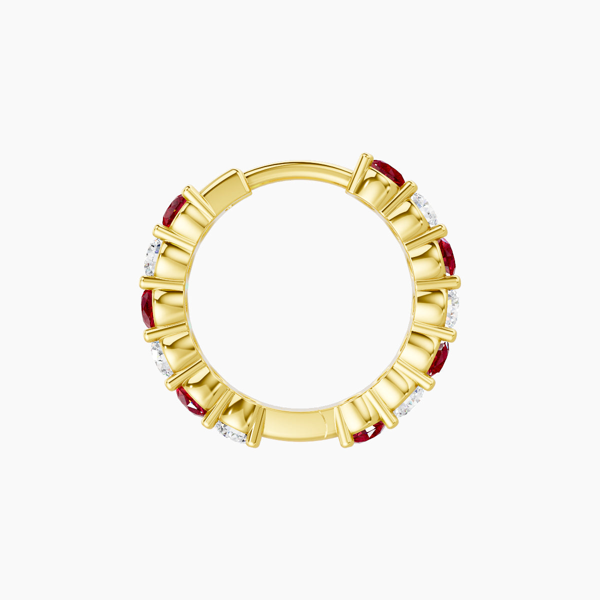 Vesta | 18k Yellow Gold 8 mm Ruby & Diamond Hoop Piercing