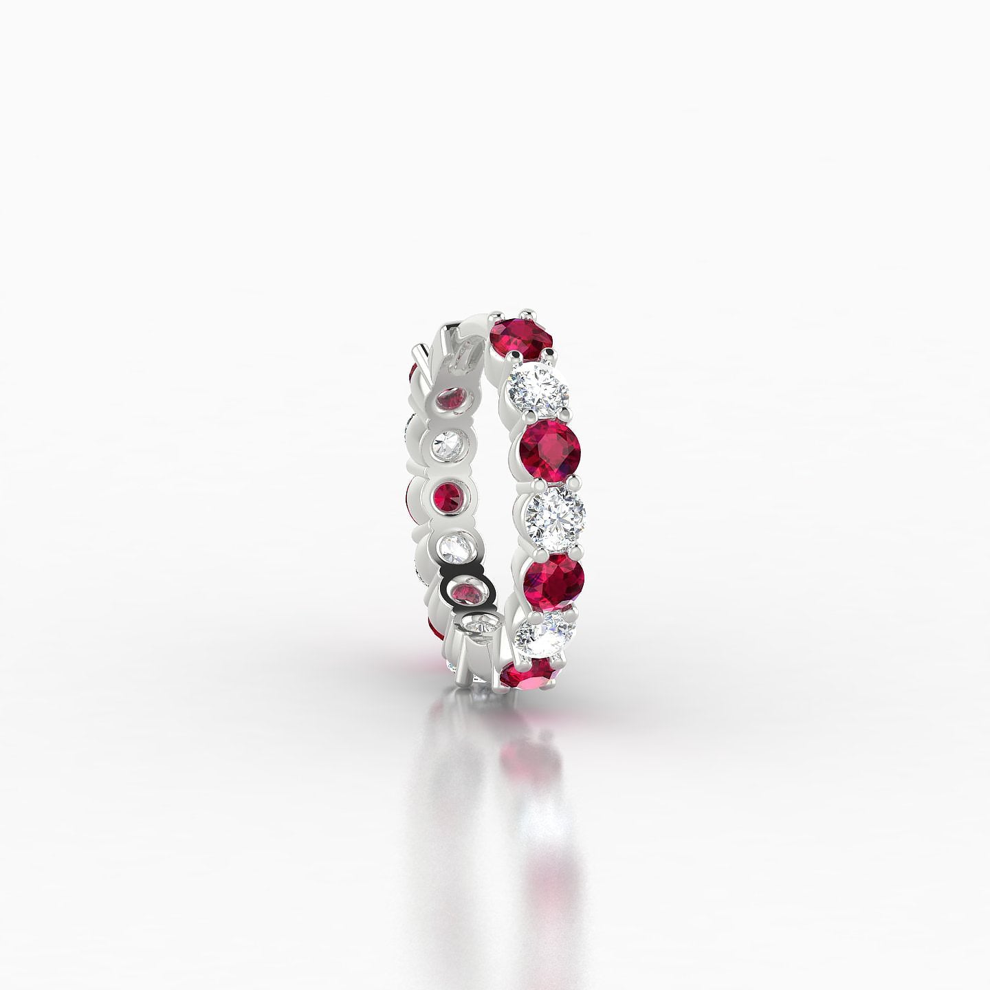 Vesta | 18k White Gold 8 mm Ruby & Diamond Hoop Piercing