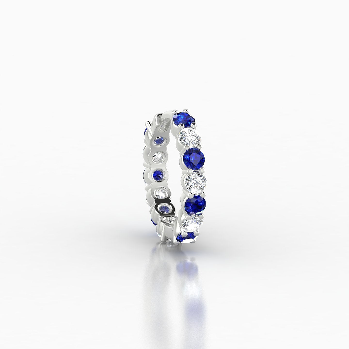 Vesta | 18k White Gold 8 mm Sapphire & Diamond Hoop Piercing