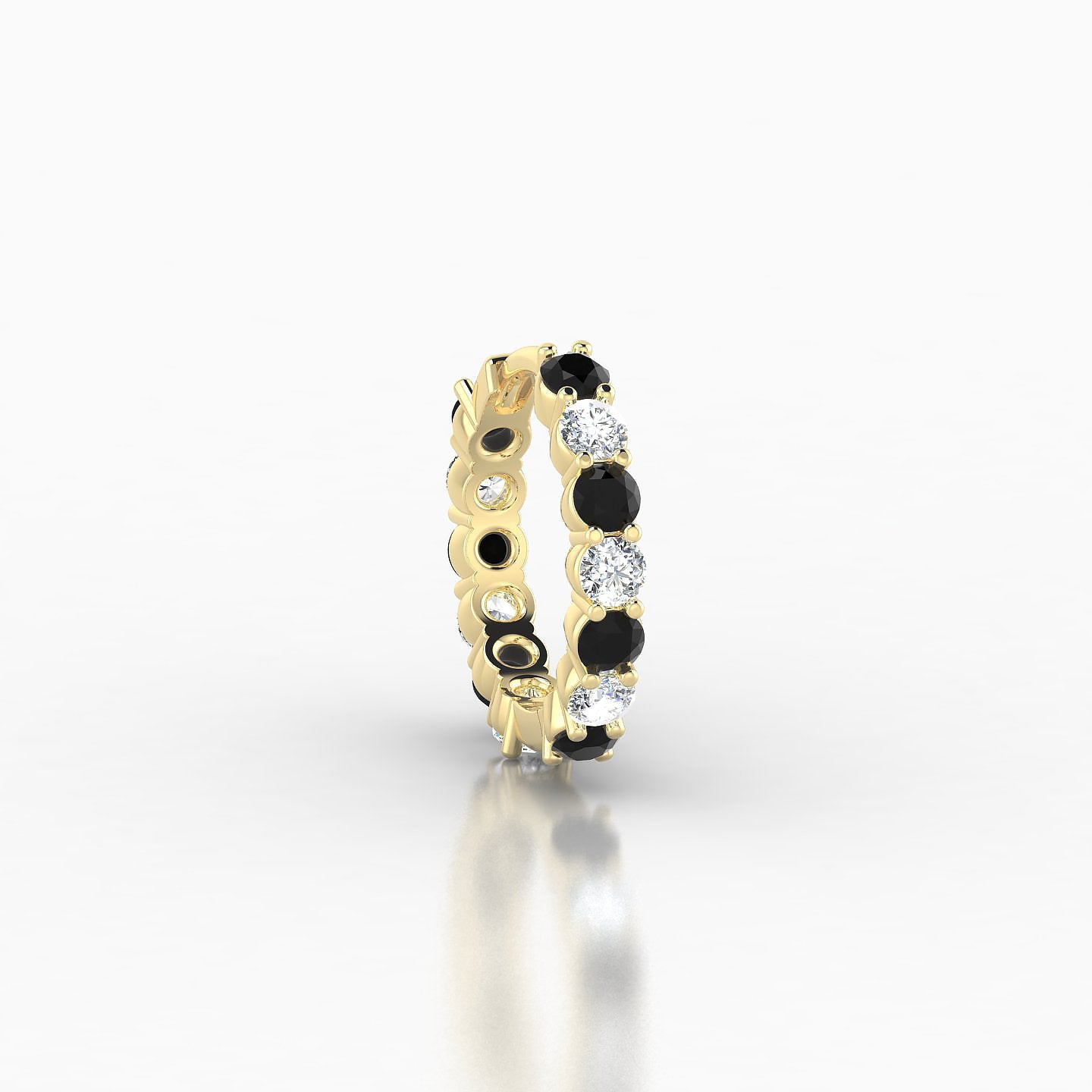 Vesta | 18k Yellow Gold 8 mm Black Diamond & Diamond Hoop Piercing