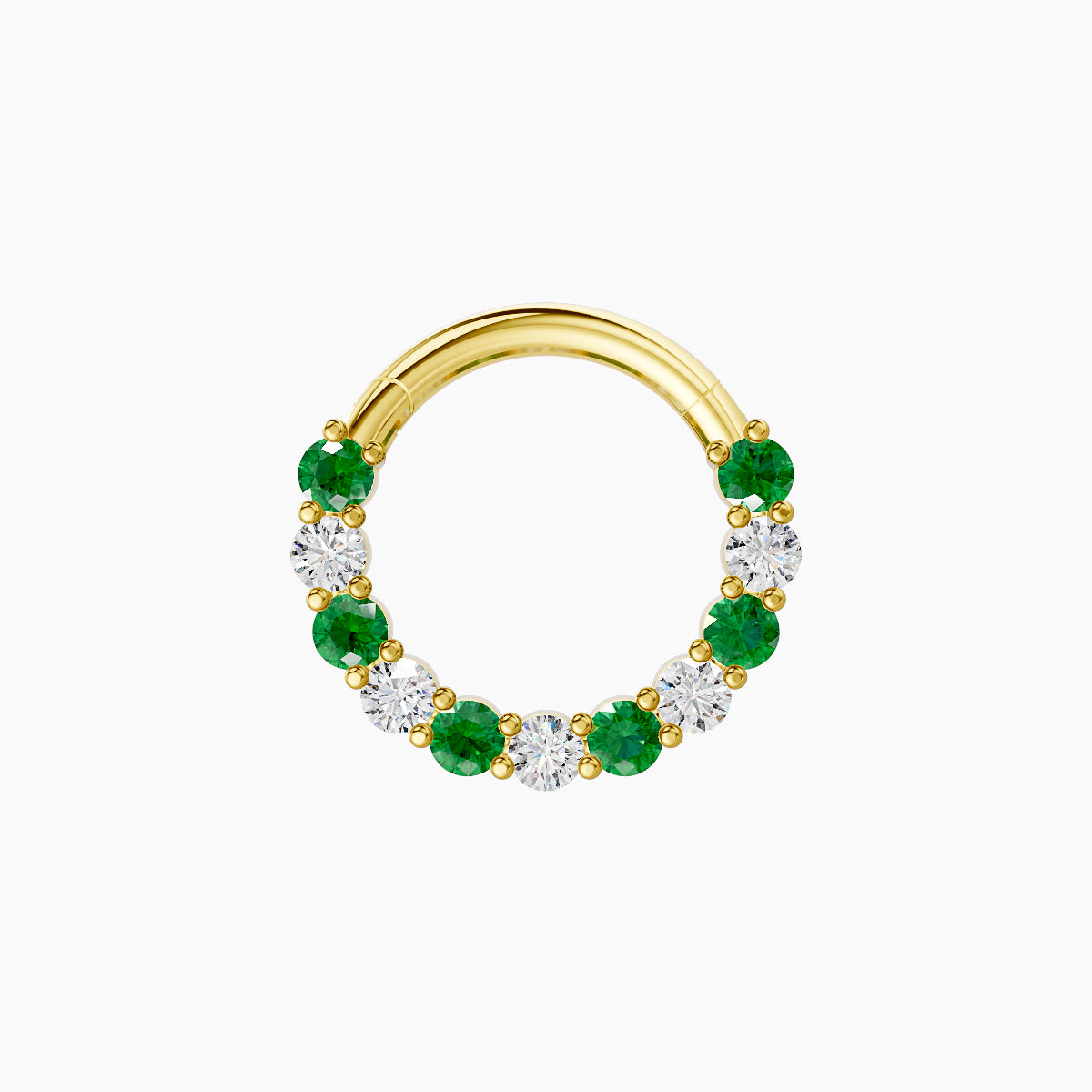 Vesta | 18k Yellow Gold 8 mm Emerald & Diamond Septum Piercing