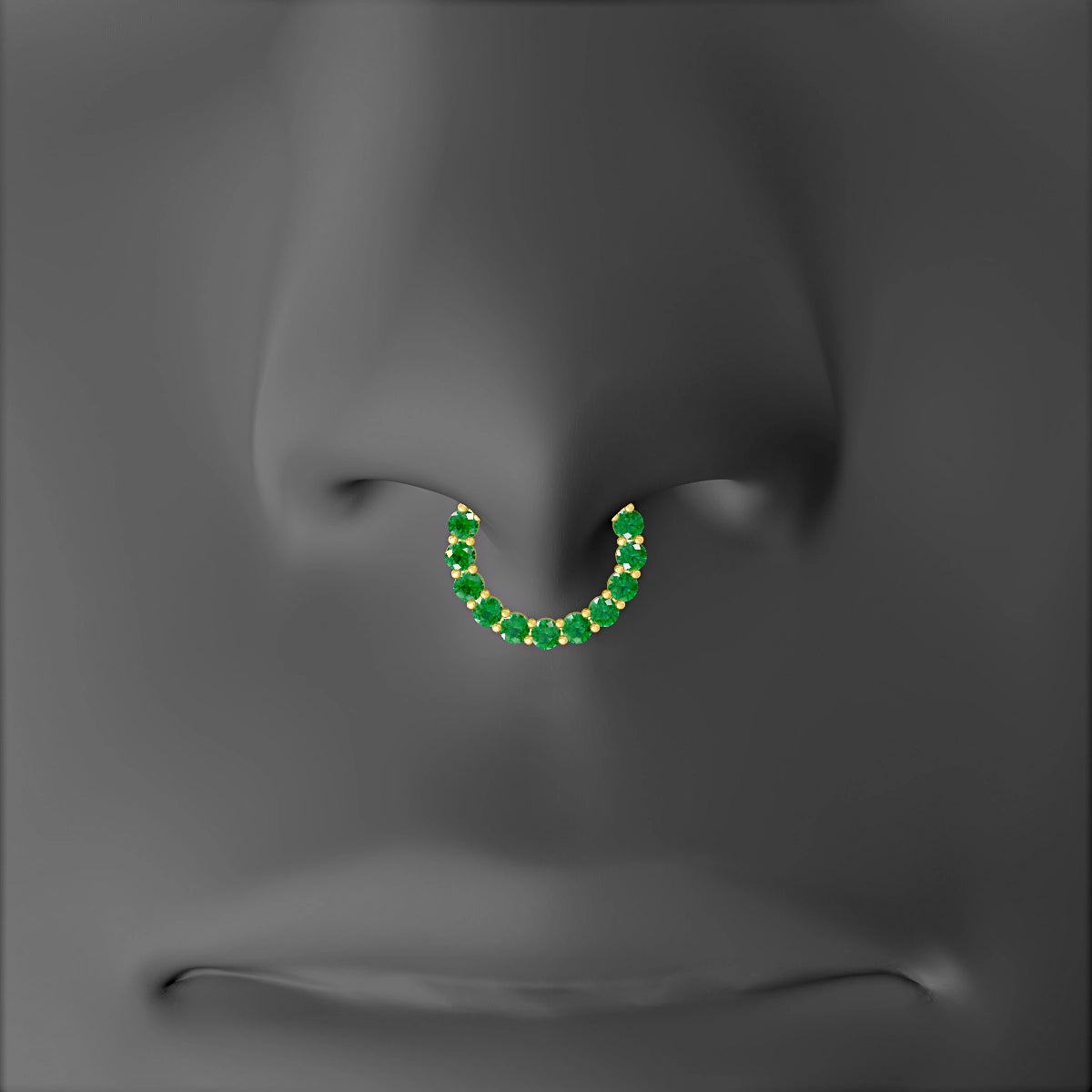 Vesta | 18k Yellow Gold 8 mm Emerald Septum Piercing