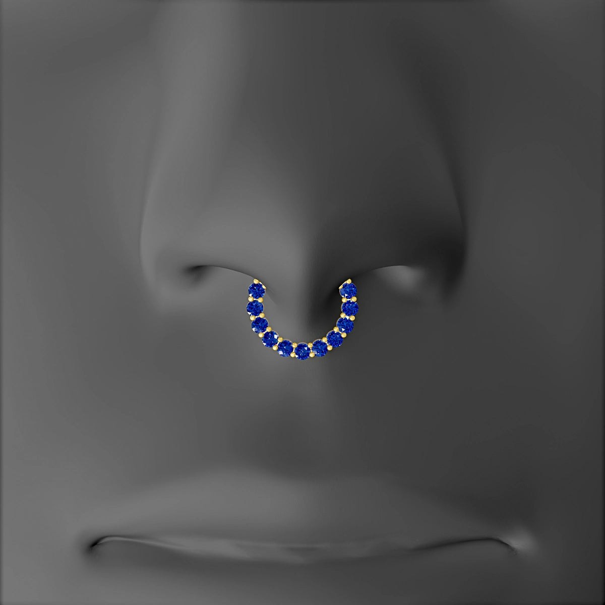 Vesta | 18k Yellow Gold 8 mm Sapphire & Diamond Septum Piercing