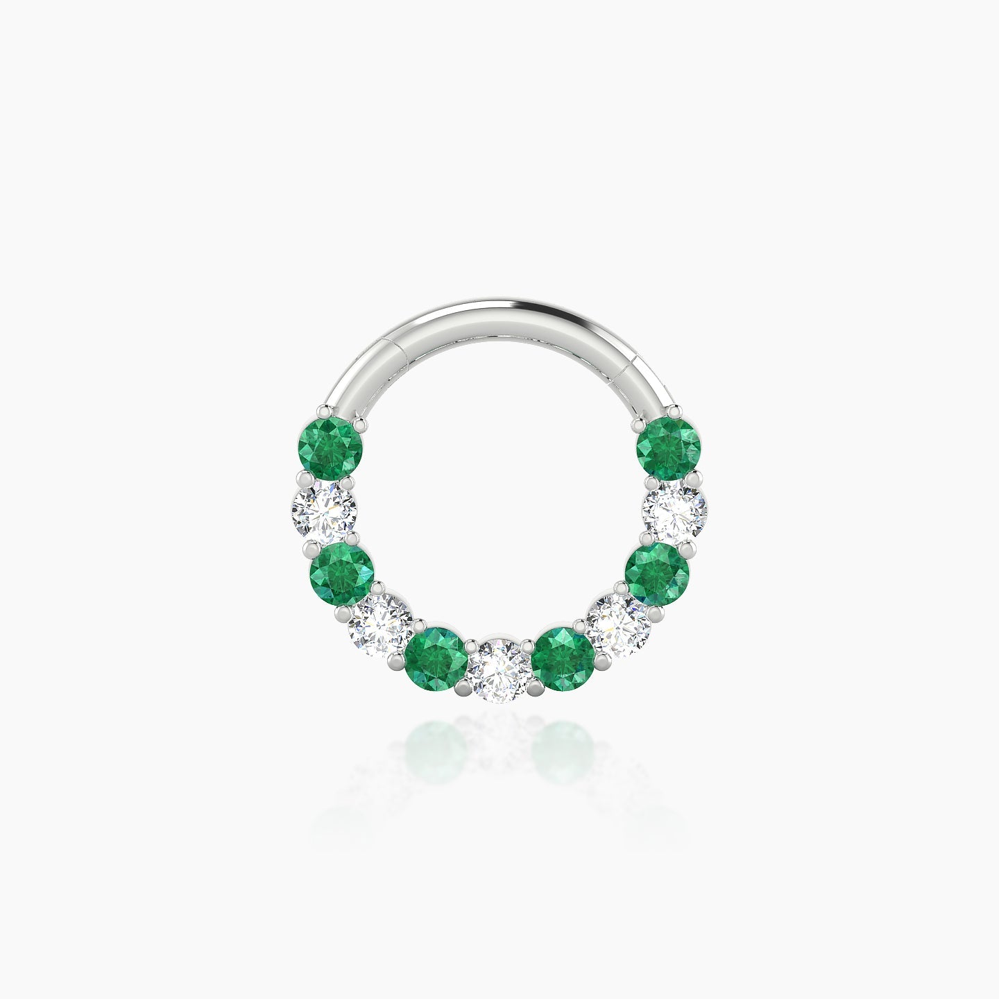 Vesta | 18k White Gold 8 mm Emerald & Diamond Septum Piercing