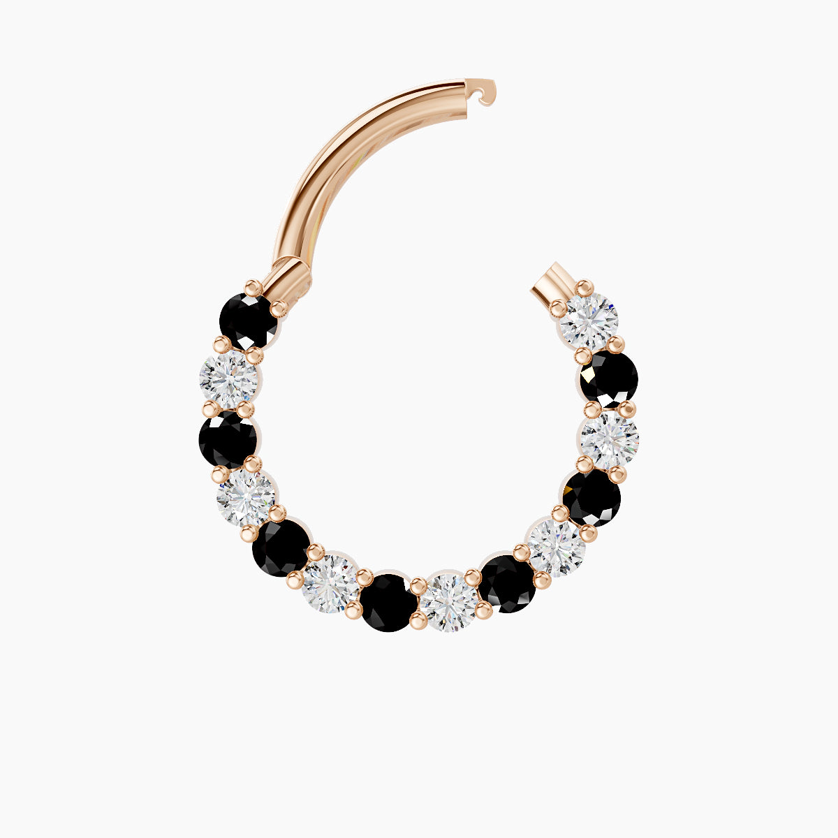 Vesta | 18k Rose Gold 9.5 mm Black Diamond & Diamond Daith Piercing