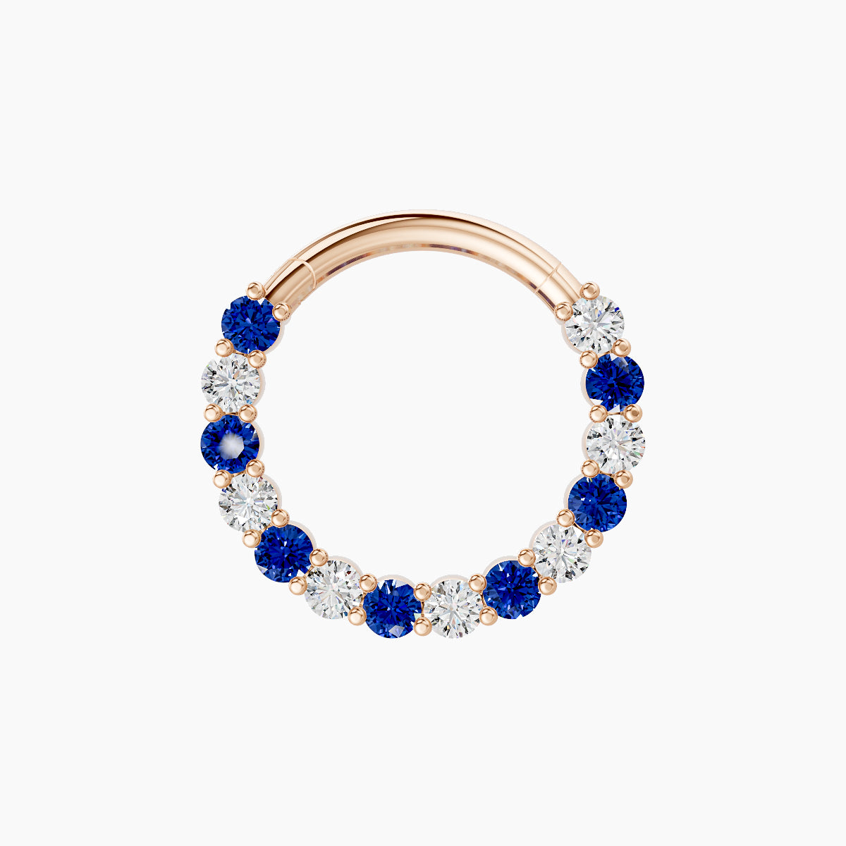 Vesta | 18k Rose Gold 9.5 mm Sapphire & Diamond Daith Piercing