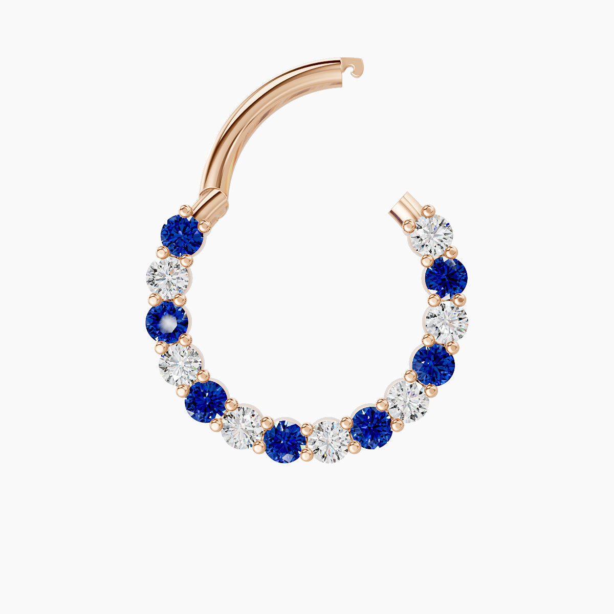 Vesta | 18k Rose Gold 9.5 mm Sapphire & Diamond Daith Piercing